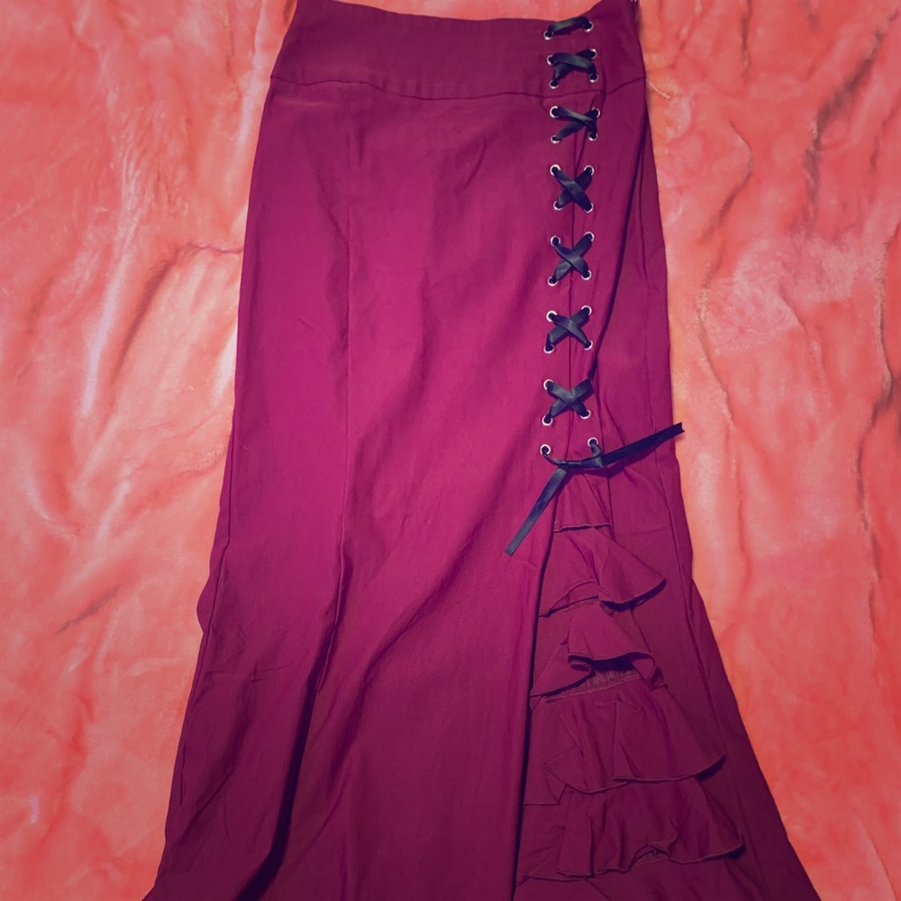 Steampunk Inspired Ruffled Maroon/Purple Skirt